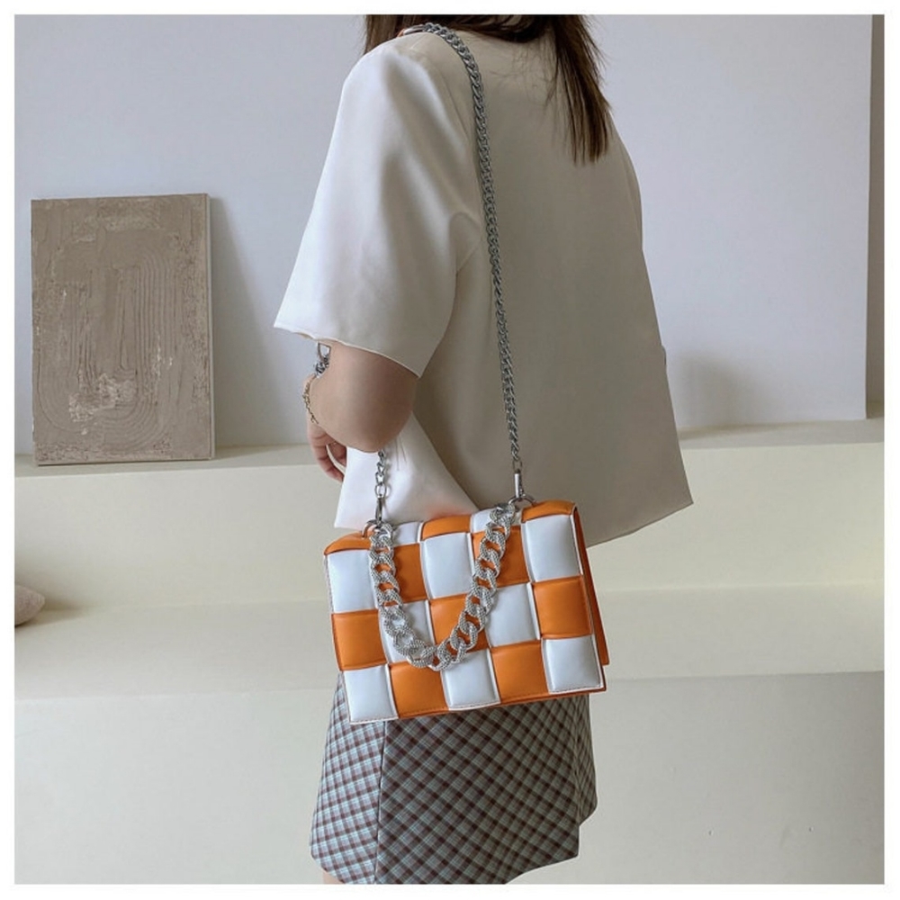 Thick Chain Design Color Blocking Patchwork Woven… - image 4